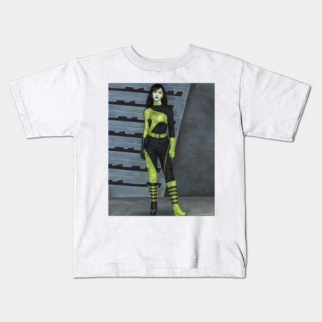 Y2K Goth Shego Kids T-Shirt by AlanaReneArt